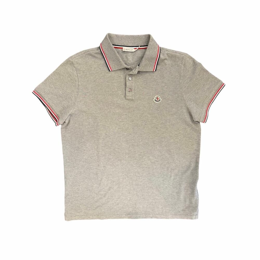 Moncler Gray Polo Shirt (Tagged L) Fits Like S/M - Picture 1 of 8